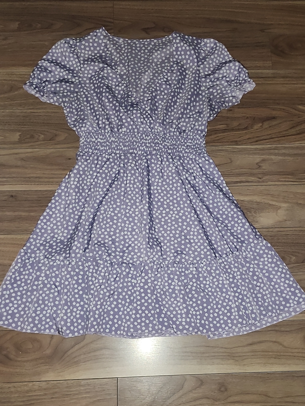 3/$18🔥Cute Dress Lavender Polka Dot Smocked Waist